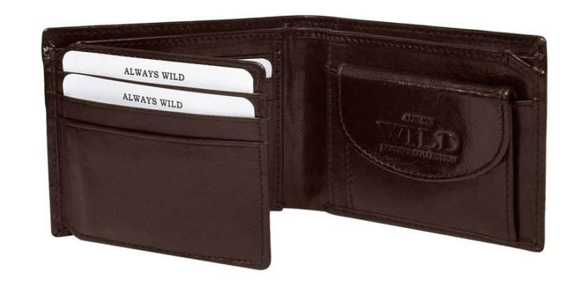 Pánska kožená peňaženka  Always Wild Menid, tmavo hnedá