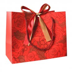 Darčeková taška, červená rose, 25 x 20 x 12 cm