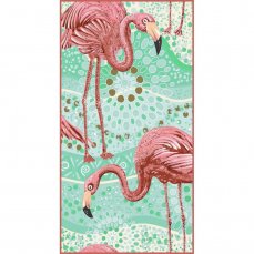 Plážový ručník Flamingi, zelený